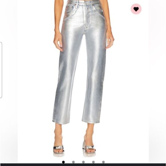 Rebecca Minkoff Denim - Rebecca Minkoff Silver Metallic High-Waisted Jeans NWOT